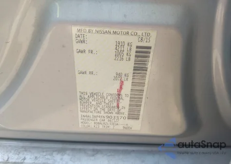 2015 Nissan Altima 2.5 Sl from USA, damaged, VIN 1N4AL3AP4FN903570